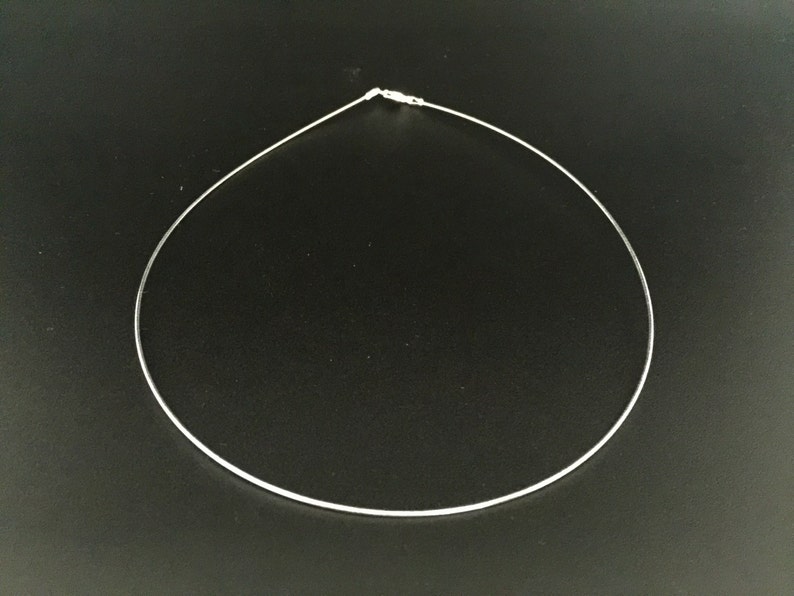 Thin Wire Choker Necklace // 925 Sterling Silver // 18 Inches // 1.2mm //Lobster Clasp // Made In Italy image 2