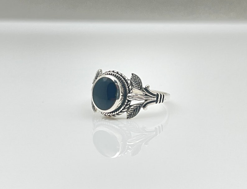 Leaf Design Black Onyx Ring // 925 Sterling Silver // Oxidized// Size 5 to 10 image 7