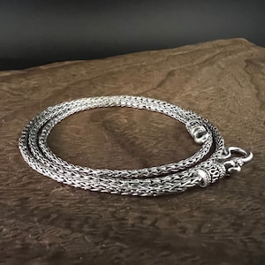 2mm Bali Foxtail Chain // 925 Sterling Silver // Traditional Clasp // Silver Foxtail Chain // 16-30 Inch Lengths
