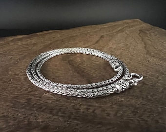 2mm Bali Foxtail Chain // 925 Sterling Silver // Traditional Clasp // Silver Foxtail Chain // 16-30 Inch Lengths