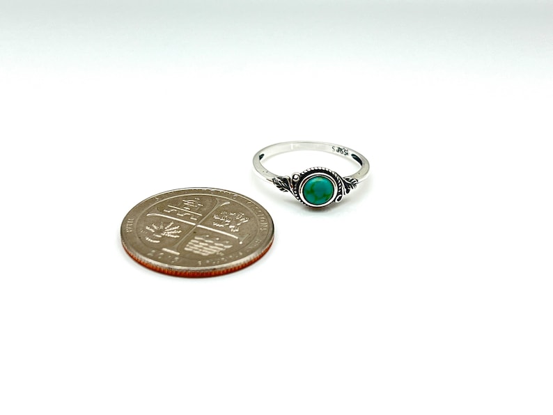 Turquoise Leaf Ring // 925 Sterling Silver with Genuine Turquoise // Oxidized image 4