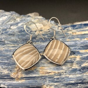 Flintstone Earrings // Silver Flintstone Earrings // Simple Square Sterling Silver Setting