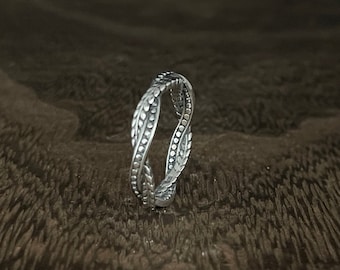 Bali Braid Silver Ring // 925 Sterling Silver // Oxidized Silver Bali Band Ring