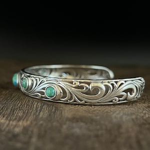 Antique Silver Turquoise Bangle - Etsy