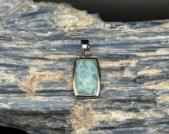 ラリマー 長方形 ラリマーペンダント // 925スターリングシルバー // 小さな長方形の