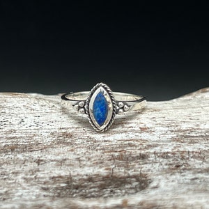 Vintage Style Marquee Lapis Ring // 925 Sterling Silver // Sizes 5 to 10