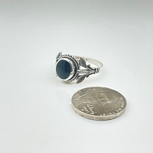 Leaf Design Black Onyx Ring // 925 Sterling Silver // Oxidized// Size 5 to 10 image 6