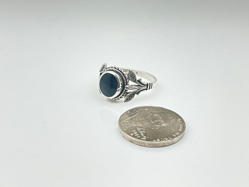 Leaf Design Black Onyx Ring // 925 Sterling Silver // Oxidized// Size 5 to 10 image 6