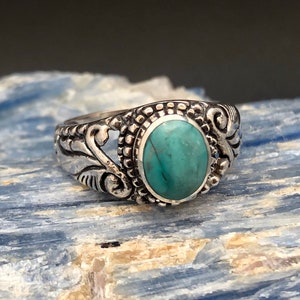 Bali Turquoise Ring Size 7 // Silver Turquoise Ring // Turquoise Jewelry