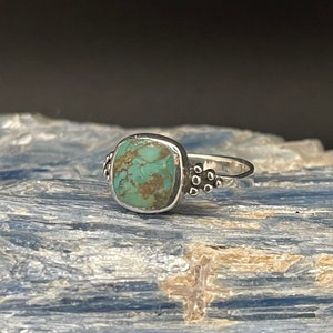 Beaded Turquoise Silver Ring // Bali Turquoise Ring // Silver Turquoise Ring // Turquoise Jewelry // Genuine Turquoise