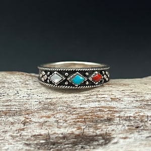 Multi-Stone Gem Silver Ring // 925 Sterling Silver // Sizes 5 to 10
