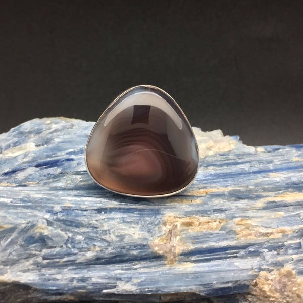 Silver Agate Ring // 925 Sterling Silver // Botswana Agate // Sterling Agate Ring // Size 7