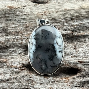 Dendritic Agate Pendant // 925 Sterling Silver // Dendritic Pendant