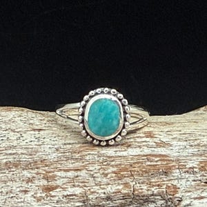 Beaded Turquoise Silver Ring Sterling Silver // Handmade // Sizes 5 to 10