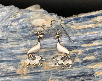 Peacock Earrings // Mother of Pearl Earrings // 925 Sterling Silver // MOP Earrings