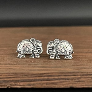 Elephant Stud Earrings // 925 Sterling Silver // Small Elephant Earrings // Post Backing