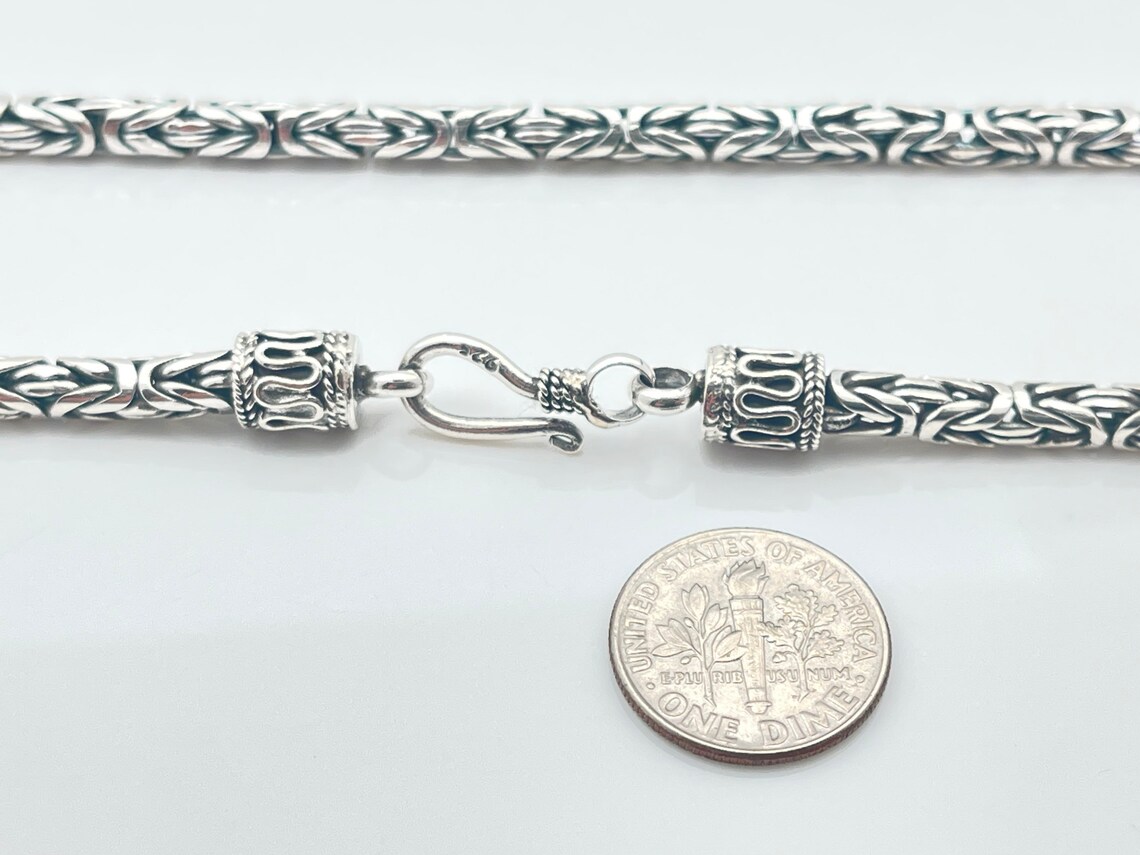 thumbnail image 2 of Handmade 2.5 Mm Byzantine Bali WHEAT Chain Necklace In 925 Sterling Silver 2 of 5