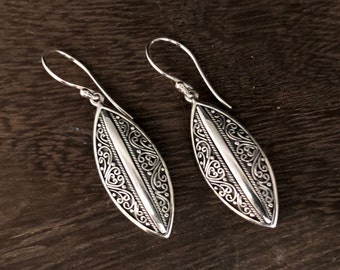 Bali Earrings // Hand Detailed Silver Bali Earrings // Silver Earrings