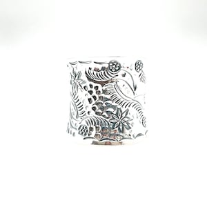 Etched Silver Bali Nature Ring // 925 Sterling Silver // Oxidized Silver Ring