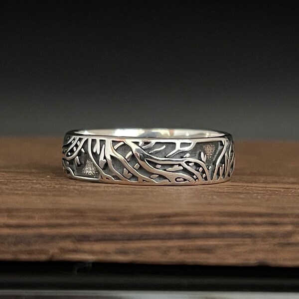 Silver Branch Ring // 925 Sterling Silver // Oxidized // Tree Ring