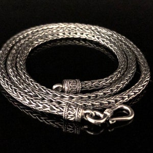 Foxtail Chain // 925 Sterling Silver // 3mm Bali Foxtail Chain // Traditional Clasp // Silver Foxtail Necklace // 7 to 30 Inch Lengths