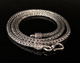 Foxtail Chain // 925 Sterling Silver // 3mm Bali Foxtail Chain // Traditional Clasp // Silver Foxtail Necklace // 7 to 30 Inch Lengths