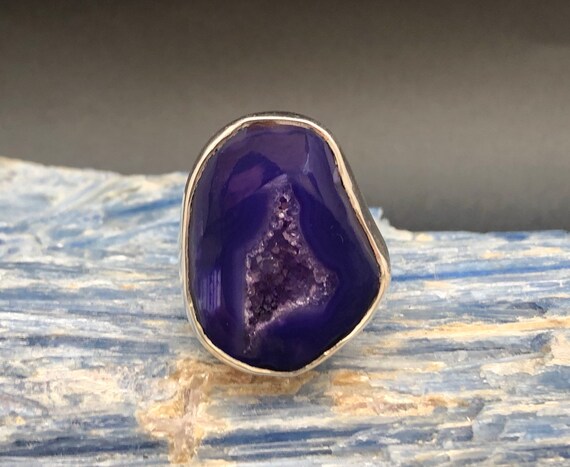 Purple Agate Ring Silver Agate Ring Sterling Silver Agate