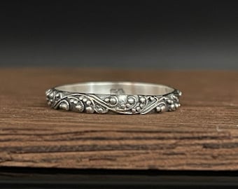 Thin Bali Band Ring // 925 Sterling Silver // Bali Band Silver Ring