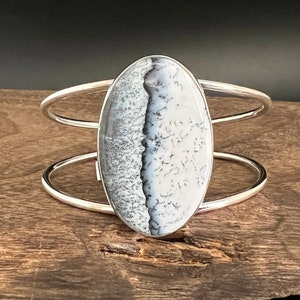 Dendritic Agate Cuff Bracelet // 925 Sterling Silver // Handmade // Designed for 7 Inch Wrist