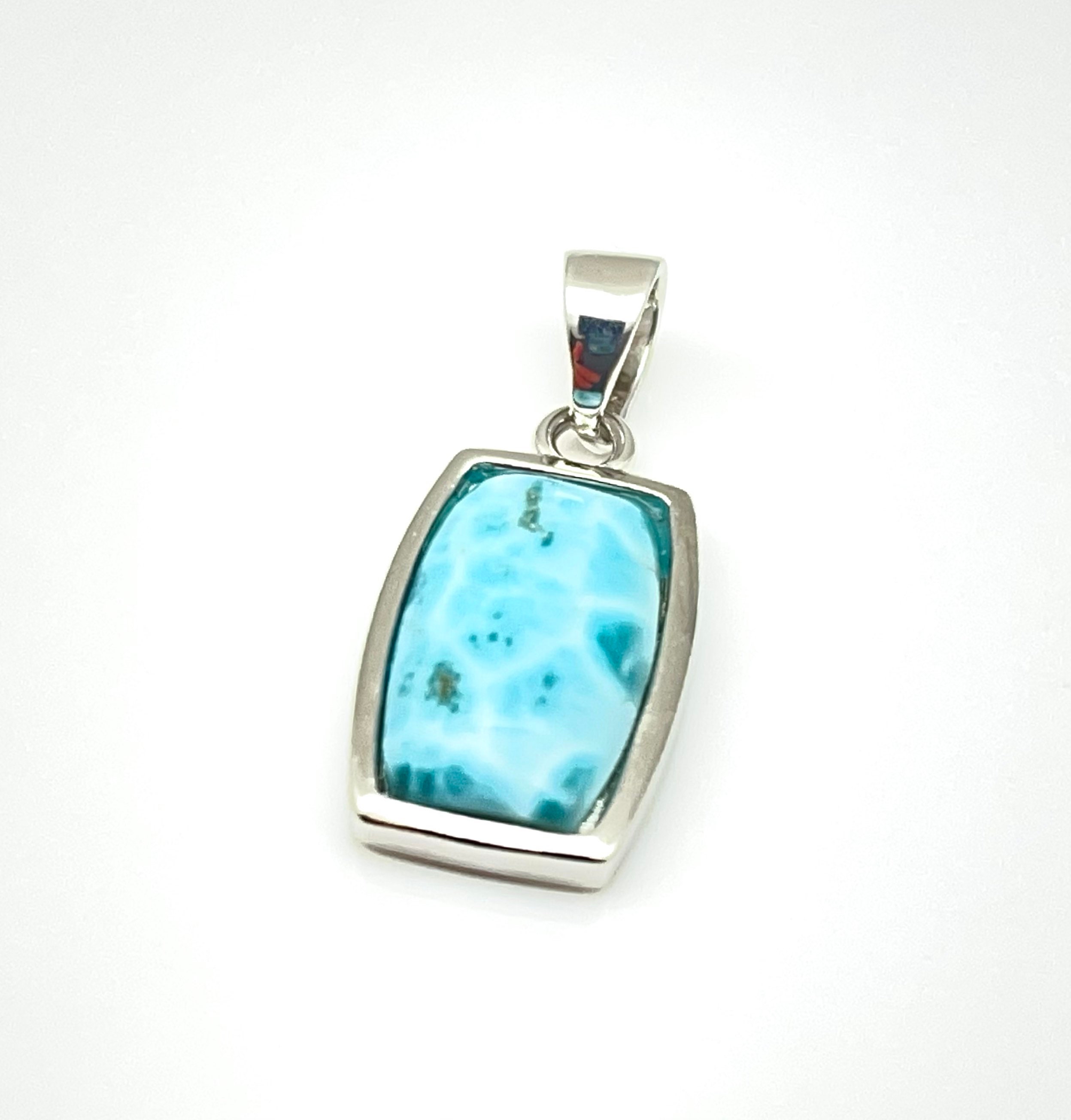 ラリマーペンダント // 925スターリングシルバー // 小さな長方形の