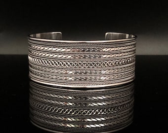 Infinity Rope Pattern Silver Cuff Bracelet // 925 Sterling Silver