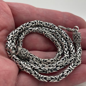 Heavy Bali Byzantine Necklace // 4mm Bali Chain // 925 Sterling Silver ...