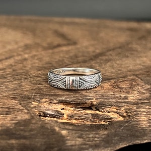 Beaded Bali Band Silver Ring // 925 Sterling Silver // Oxidized Bali Band Ring