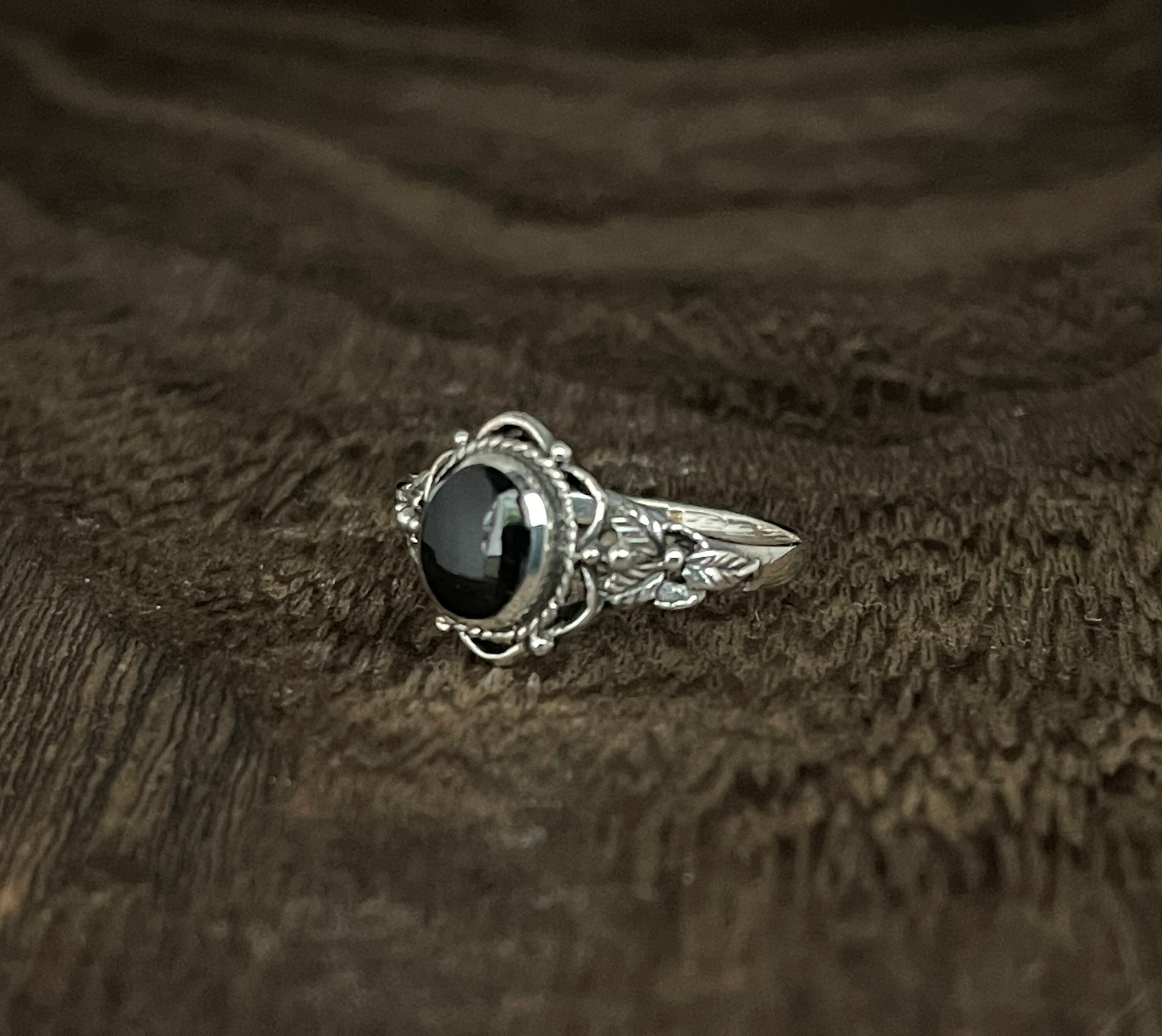 LON Midnight Ring silver925 onxy オニキス 7号 Vintage, Sterling Silver, Black Onyx Ring, Size 7 1/4, 7.8
