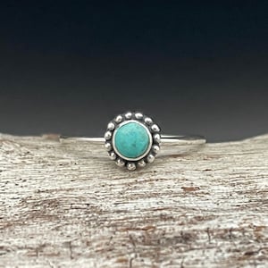 Small Bali Sun Turquoise Ring // 925 Sterling Silver with Genuine Turquoise // Sizes 5 to 10 Available