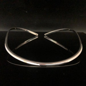 4mm Rounded Flat Silver Choker // 16 Inches // 925 Sterling Silver // Contoured Fit