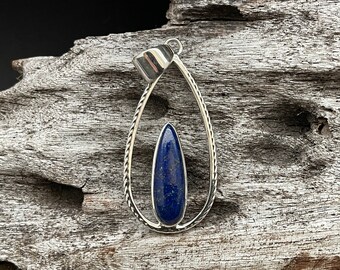 Lapis Lazuli Pendant // 925 Sterling Silver // Teardrop Braid Design