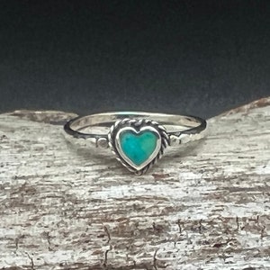 Braided Turquoise Heart Ring // 925 Sterling Silver // Genuine Turquoise Ring // Sizes 5 to 10