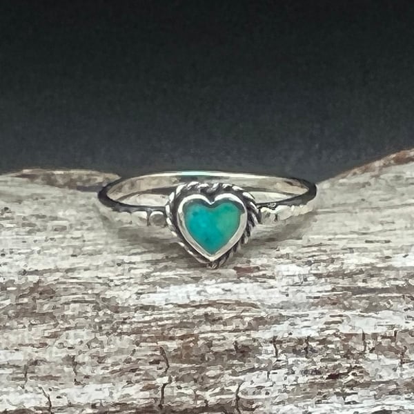 Braided Turquoise Heart Ring // 925 Sterling Silver // Genuine Turquoise Ring // Sizes 5 to 10