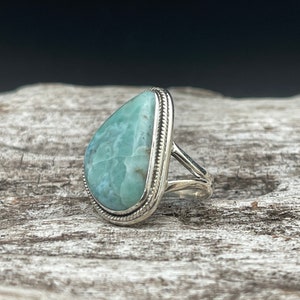 Anillo de Larimar Talla 7 // Anillo de Larimar Azul Océano // Plata de Ley 925