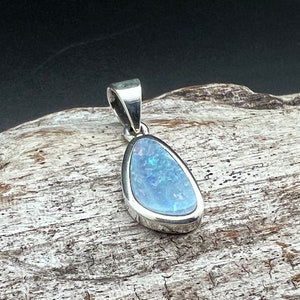 Natural Opal Pendant // 925 Sterling Silver // Australian Opal Necklace