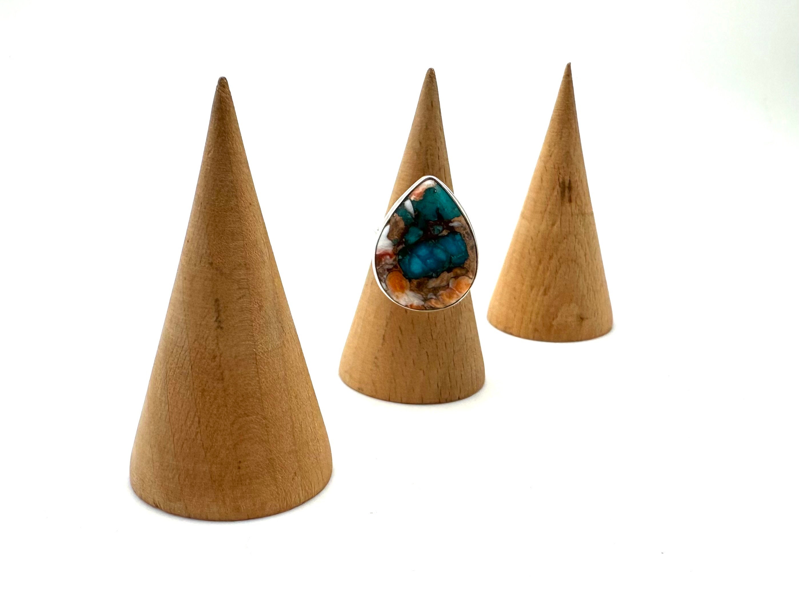Ring Stand Wooden Small Set of 3 / Cone Ring Display / Rind