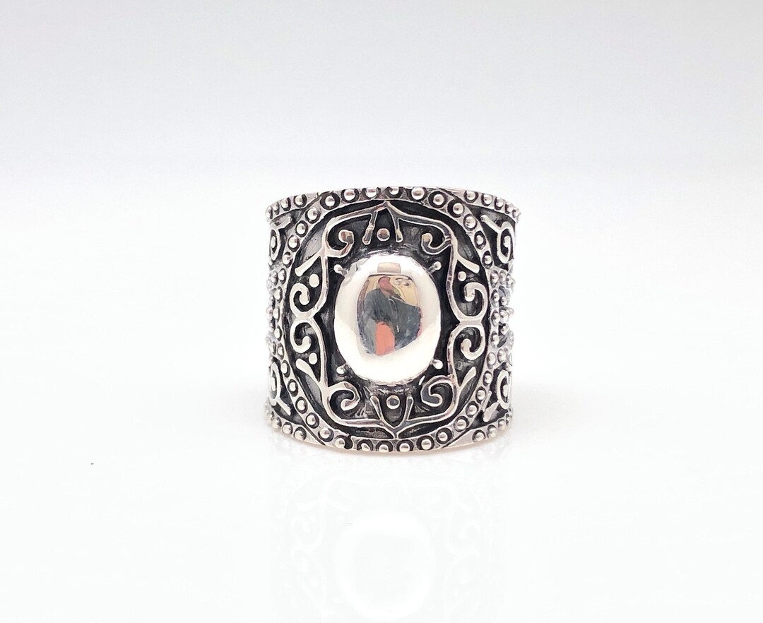 Bali Design Statement Ring // 925 Sterling Silver // Oxidized Etsy UK