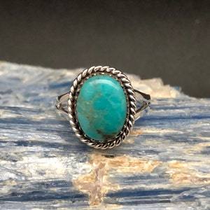 Turquoise Ring // Braided Bali Turquoise Ring // Silver Turquoise Ring // Genuine Turquoise Ring