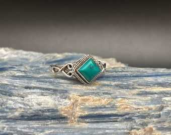 Anello A Fascia In Argento Sterling 925 Fatto A Mano Con Pietra Preziosa Turchese - Italia - Foto 4