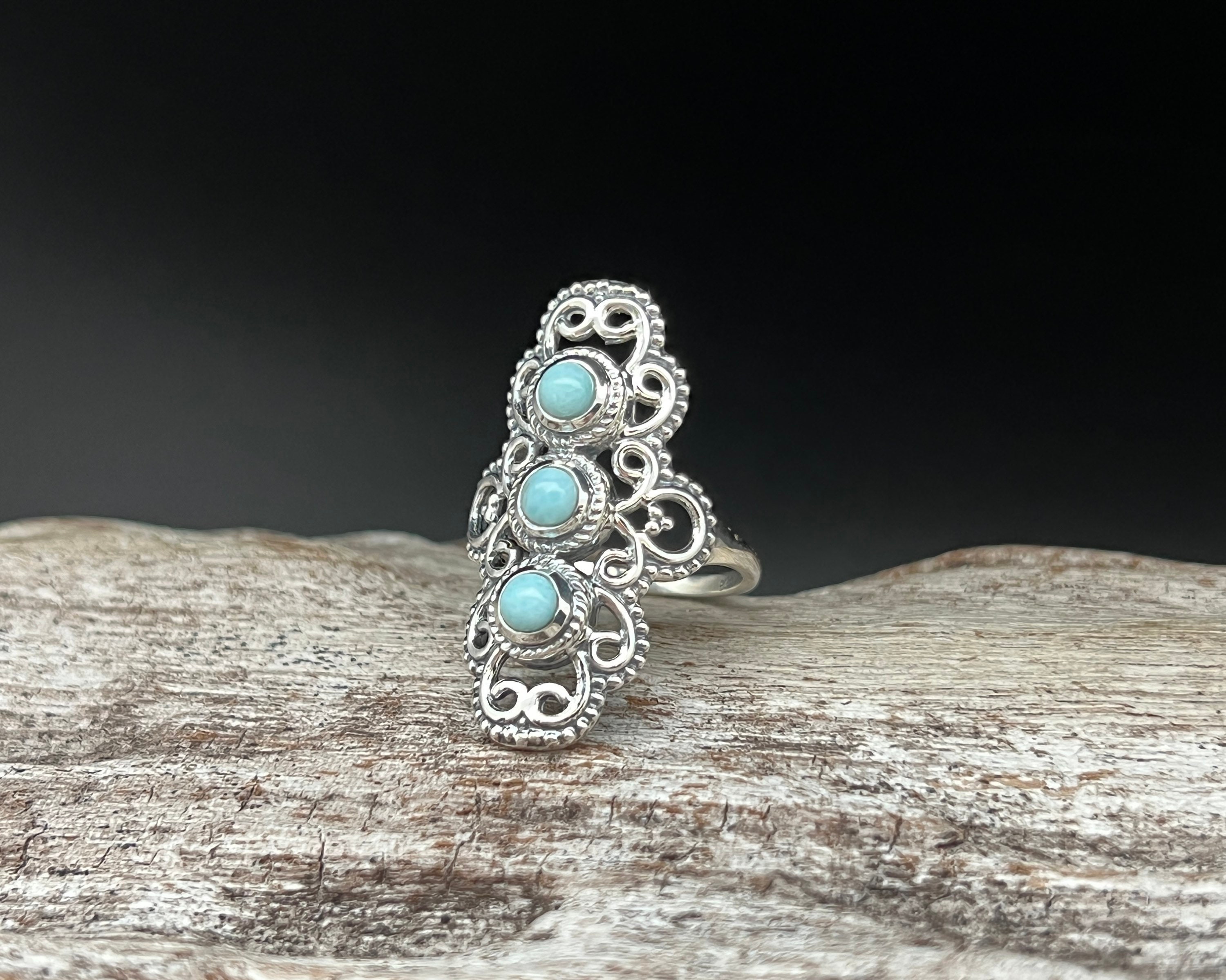 ヴィンテージデザインのラリマーリング // 925シルバーリング