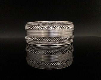 Wide Infinity Pattern Silver Cuff Bracelet // Ethnic Hill Tribe Cuff Bracelet // 925 Sterling Silver