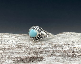 Bali Style Larimar Ring // 925 Silver Ring // Larimar Ring