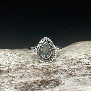 Teardrop Mystic Topaz Ring // Beaded Setting // Sizes 6, 7, 8, 9 available