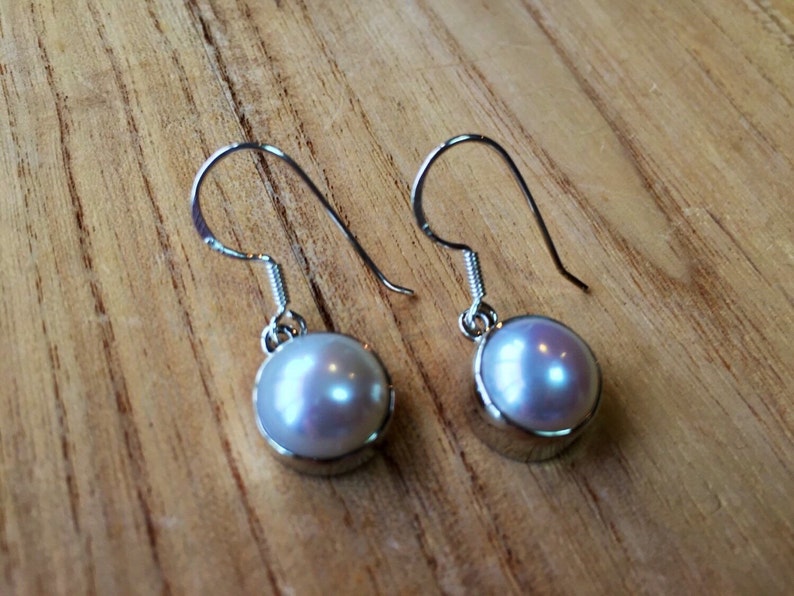 Simple Drop Pearl Earrings // 925 Sterling Silver // - Etsy